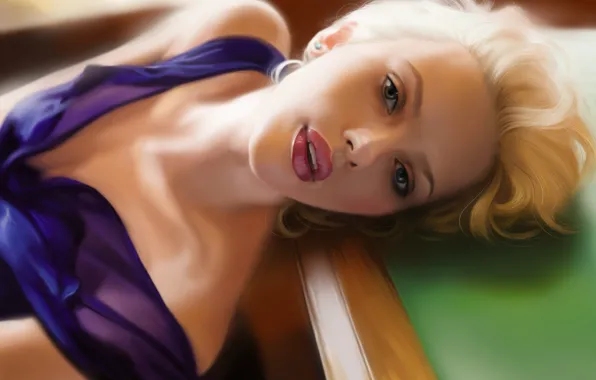 Картинка девушка, портрет, Scarlett Johansson, арт, Viktoria Krivoruchko