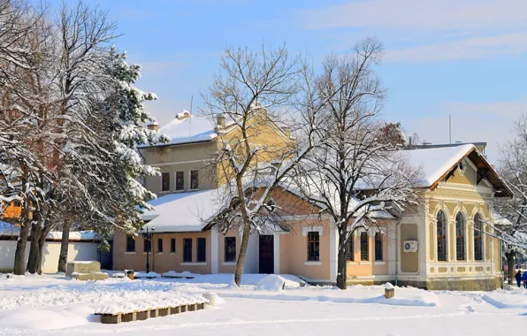 Зима, Снег, House, Архитектура, Winter, Snow, Architecture