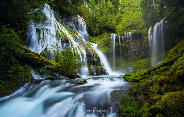 Картинка река, США, водопады, штат Вашингтон, Wind, Panther Creek Falls, Округ Скамейния