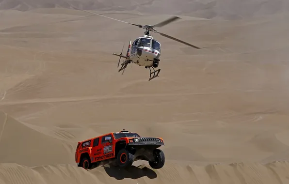 Песок, Спорт, Пустыня, Вертолет, Гонка, Rally, Dakar, Hammer