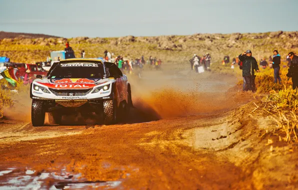Песок, Спорт, Скорость, Люди, Гонка, Peugeot, Фары, Red Bull