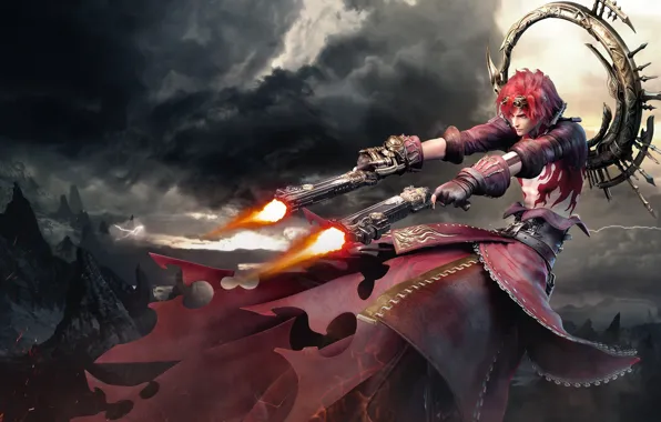 Fire, red, flame, gun, pistol, game, sky, weapon