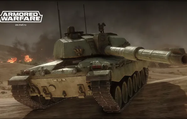 Песок, дым, танк, challenger 2, armored warfare