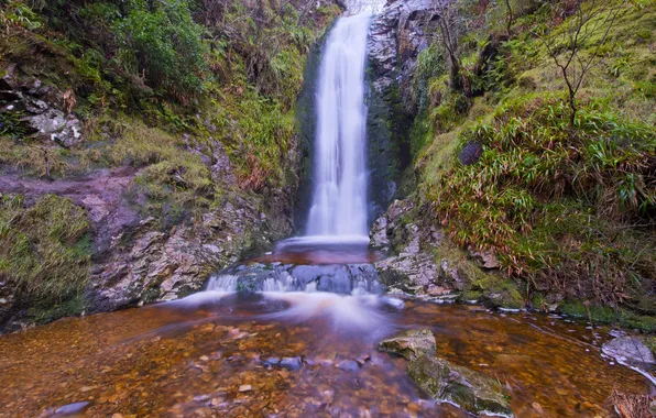 Картинка камни, обрыв, водопад, Ирландия, Glenevin Waterfall, Clonmany