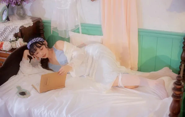 Beautiful, Asian, Model, Smile, Bed, Woman, Cute, Lying Down