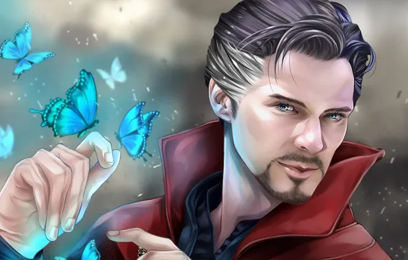 Бабочки, магия, арт, маг, Бенедикт Камбербэтч, Benedict Cumberbatch, Doctor Strange, Доктор Стрэндж