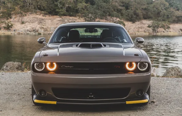 Картинка Dodge, Water, Mountain, Lights, Gray, Sea, R/T, Face