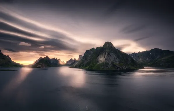 Картинка небо, горы, Норвегия, фьорд