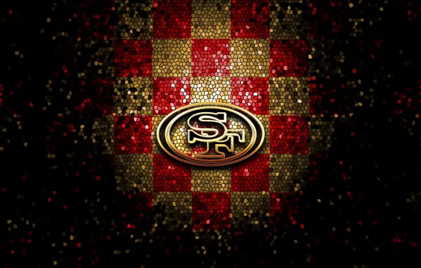 Wallpaper, sport, logo, NFL, glitter, checkered, San Francisco 49ers