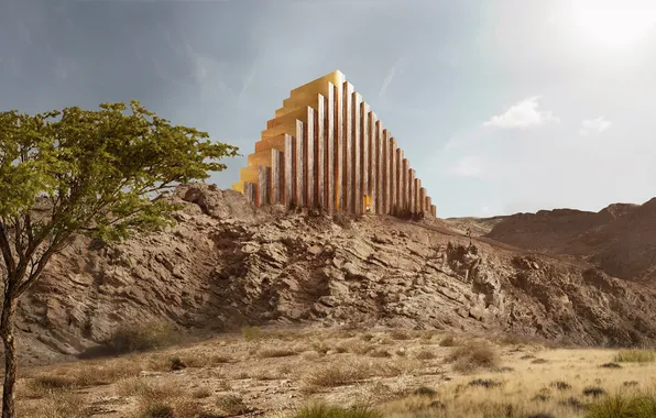 Mountain, tree, hotel, neom, saudi arabia, zardun, oma