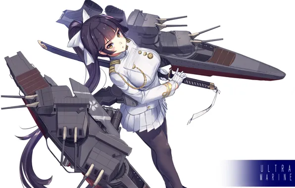 Взгляд, девушка, оружие, аниме, azur lane
