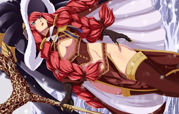 Red, sexy, red hair, hat, boobs, big, breast, anime