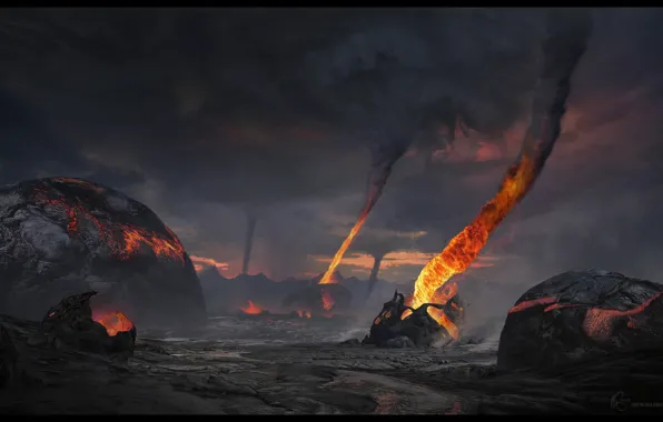 Огонь, дым, Andromeda, Mass Effect, volcano