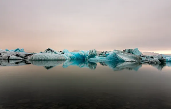 Картинка лед, снег, пейзаж, природа, океан, Исландия, айсберги