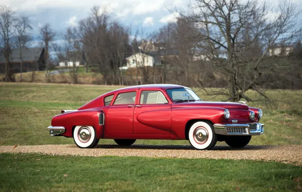 Авто, красный, ретро, размытие, red, Sedan, metallic, Tucker