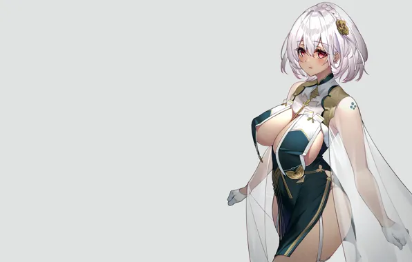 Girl, sexy, cleavage, dress, boobs, anime, beautiful, short hair