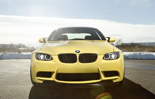 BMW, Yellow, E92, Glare, M3