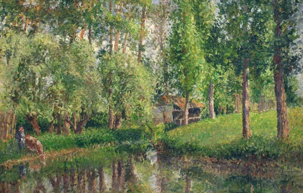 Пейзаж, картина, Камиль Писсарро, Место Стирки в Базэнкуре
