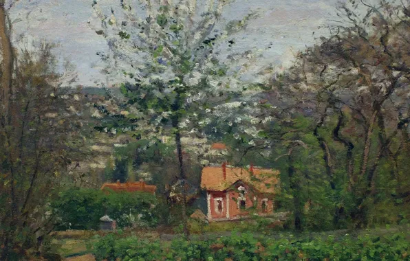 Пейзаж, картина, Камиль Писсарро, Розовый Дом