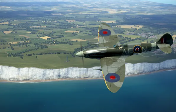 Британия, Фронтовой истребитель, Reginald Joseph Mitchell, Spitfire Mk.XIVc над скалами Дувра