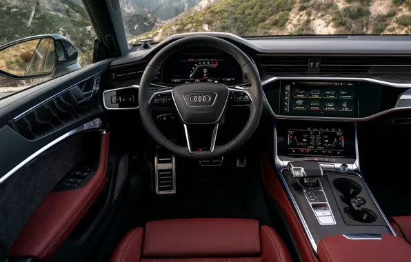 Картинка Audi, интерьер, седан, салон, Audi A6, 2020, Audi S6, US-version