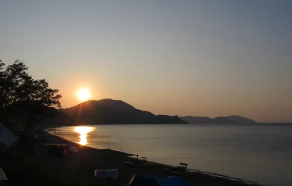 Море, волны, пляж, солнце, рассвет, вино, Небо, Вода