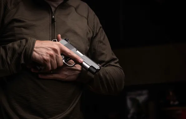 Картинка Пистолет, Руки, Мужчина, Handgun, Springfield Armory, Самозарядный пистолет, Спрингфилд Армори, Springfield Armory Ronin EMP