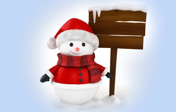 Картинка зима, снег, снеговик, christmas, new year, winter, snow, cute
