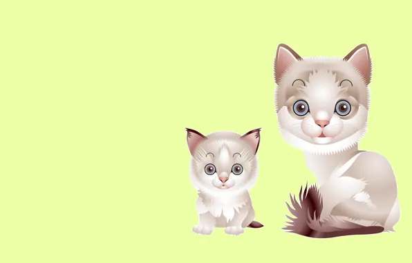 Картинка кошка, вектор, малыш, арт, котёнок, мама, детская