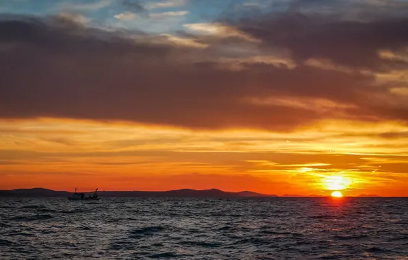 Sky, sea, sunset, sun, Croatia, Zadar