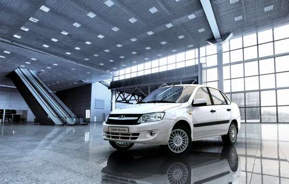 Фон, обои, белая, автомобиль, Lada, Лада, Granta, Гранта
