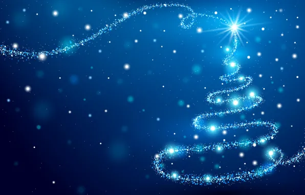 Картинка елка, новый год, синий фон