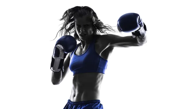 Woman, silhouette, kickboxing