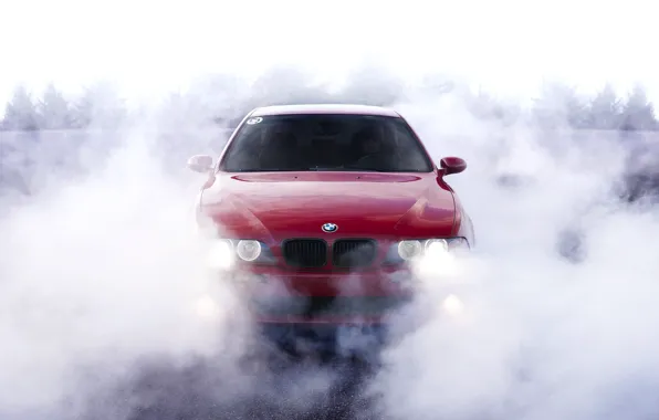 BMW, Red, Smoke, E39, M5