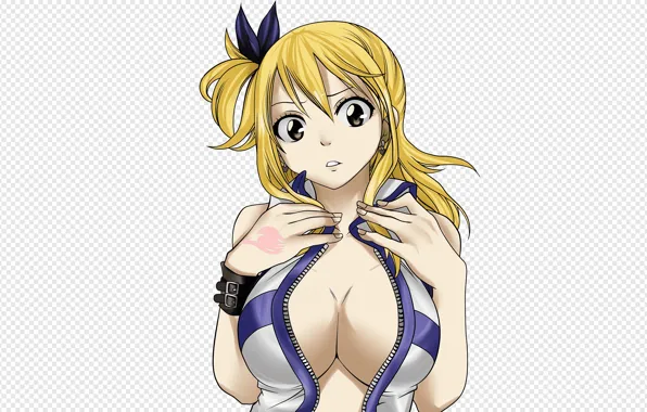 Girl, sexy, cleavage, long hair, brown eyes, boobs, anime, beautiful