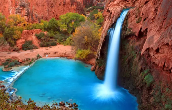 Картинка nature, mountains, lake, waterfall