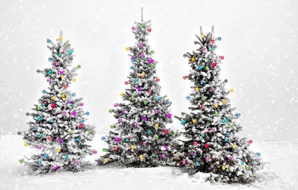 Картинка зима, шары, елка, новый год, Christmas, New Year