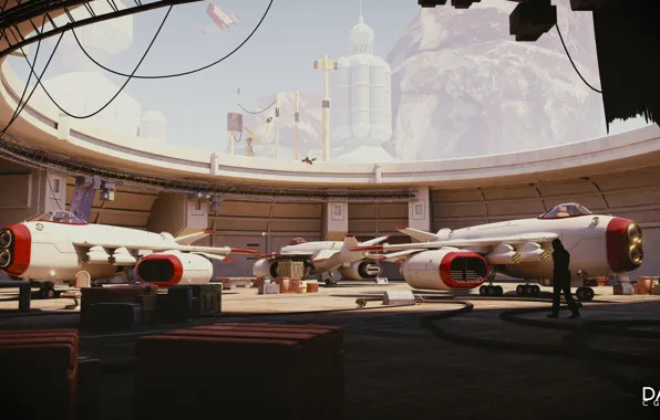 Горы, сооружение, ящики, аппарат, The Baron's Hangar