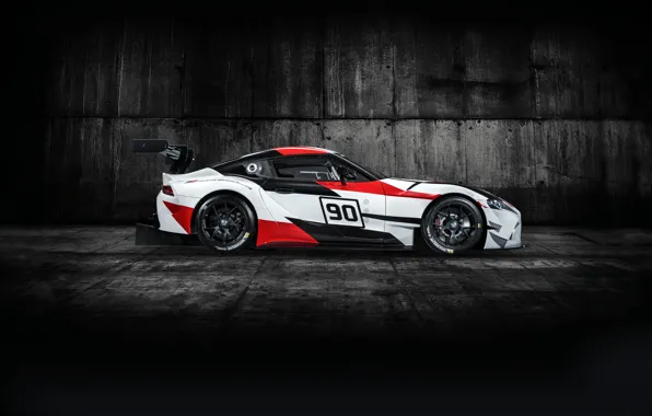 Картинка профиль, Toyota, 2018, гоночный автомобиль, GR Supra Racing Concept