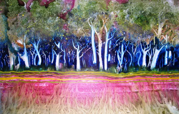 Картинка деревья, корни, картина