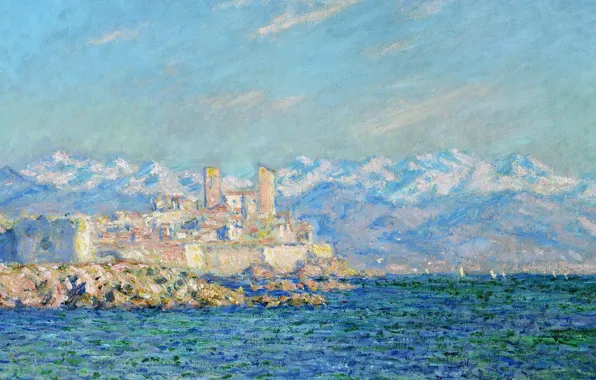 Море, снег, пейзаж, горы, картина, живопись, клод моне