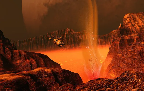Горы, планета, лава, аппарат, Lava Survey on Nix