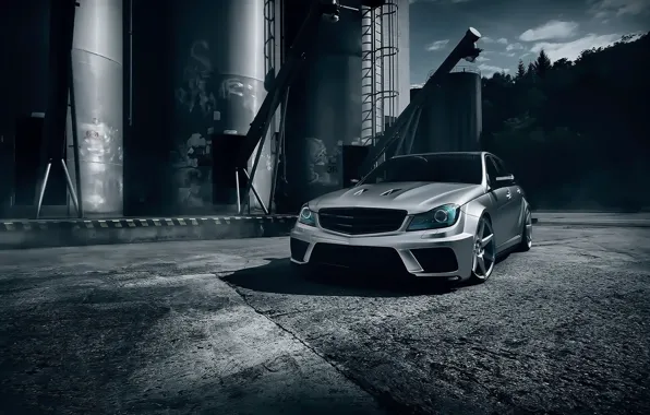 Картинка Mercedes-Benz, Front, AMG, Black, Color, Series, C63, Silver