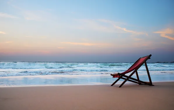Картинка море, пляж, природа, тропики, стульчик