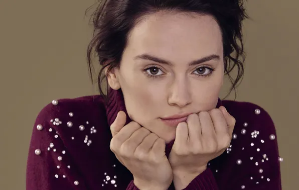 Картинка глаза, девушка, лицо, поза, Daisy Ridley