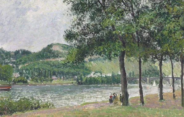 Пейзаж, картина, Камиль Писсарро, Набережная Кур-ла-Рен. Руан. Пасмурная Погода