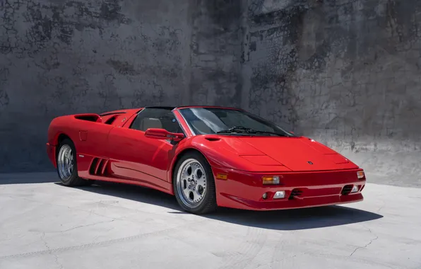 Lamborghini, red, supercar, Diablo, Lamborghini Diablo VT Roadster