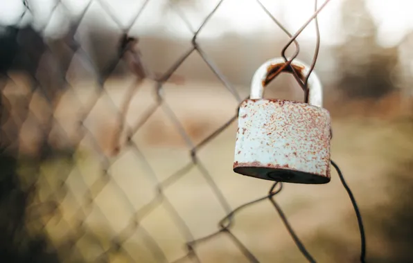 Wire, rust, padlock