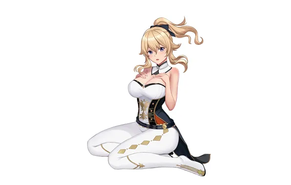 Girl, sexy, cleavage, blouse, long hair, legs, boobs, anime