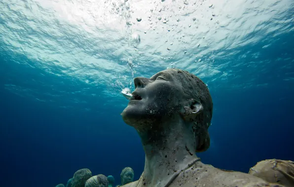 Картинка Jason deCaires Taylor, Underwater sculpture, breathing, Парк подводных скульптур, Weeping angels